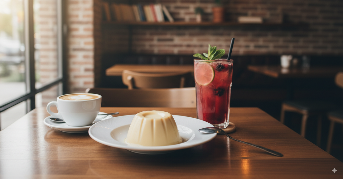 Bulbul Pudding with coffee and mocktail