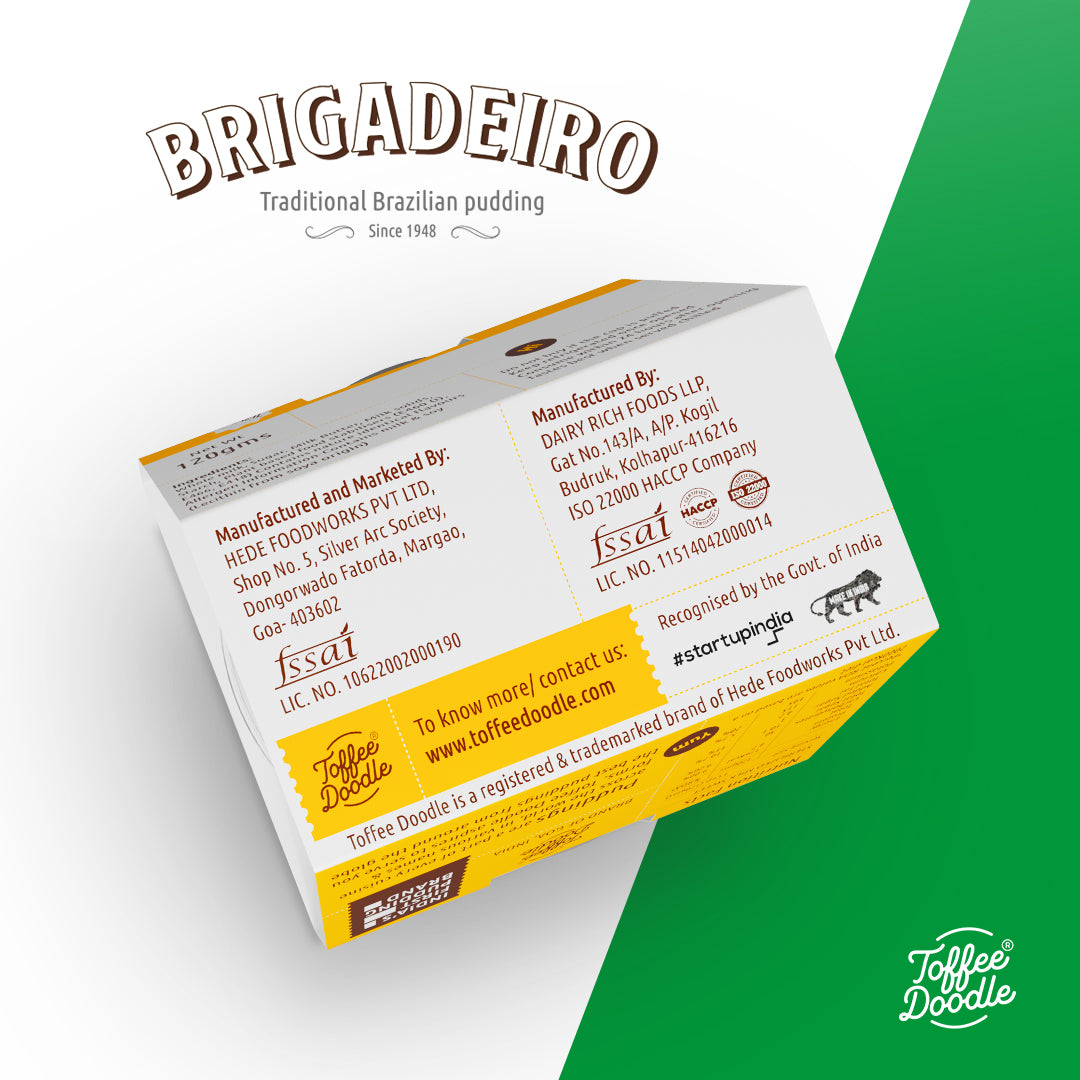 B-Toffee Doodle brigadeiro chocolate pudding manufacturing pack
